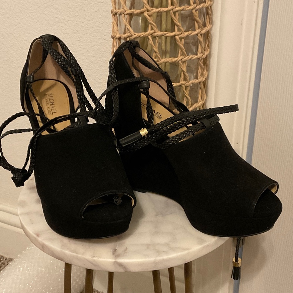 Michael Kors Black Wedge Sandals